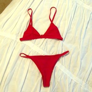 Cherry red bikini!